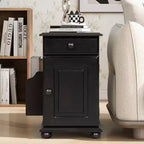 Table d'appoint à roulettes, Table de chevet moderne avec ports USB, tiroir, porte-gobelets et espace de rangement pour salon, chambre à coucher