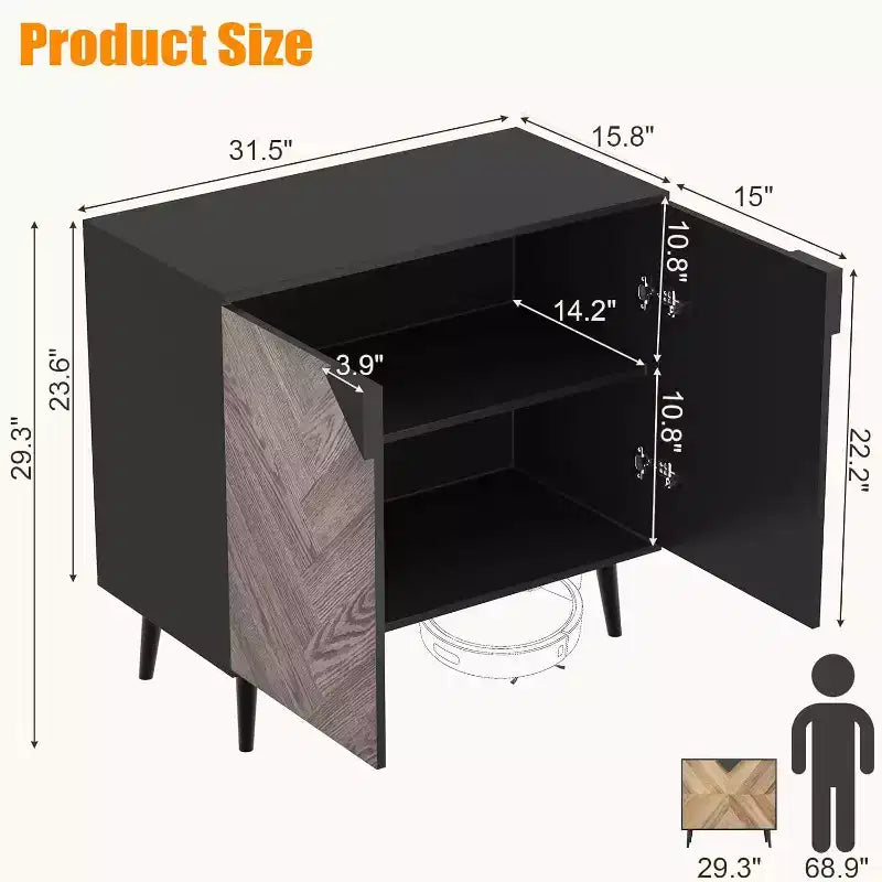 31.5" Modern Storage Cabinet - Sideboard with Shelf & Doors for Dining & Living Room