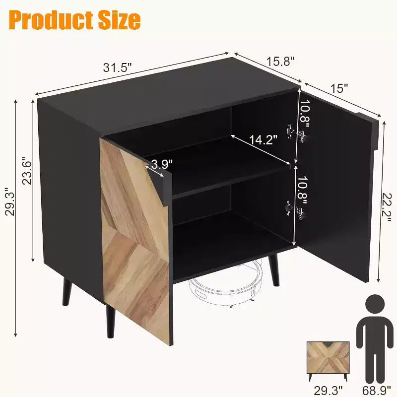 31.5" Modern Storage Cabinet - Sideboard with Shelf & Doors for Dining & Living Room