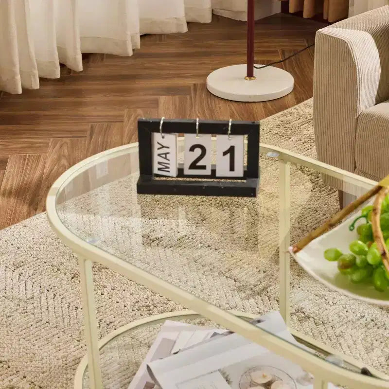 Table basse ovale en verre