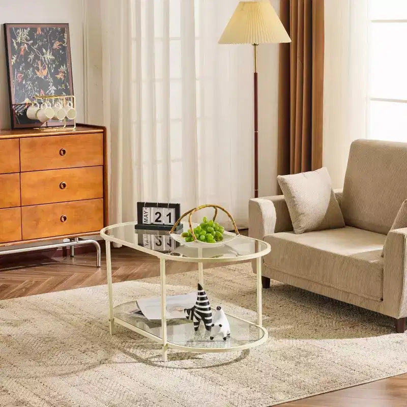 Table basse ovale en verre