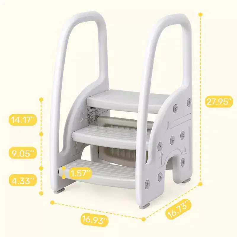 Tabouret tour d'apprentissage pour enfants avec poignées latérales, tabouret d'appoint 3 marches pour tout-petits avec patins antidérapants pour évier de salle de bain et comptoir de cuisine