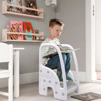 Tabouret tour d'apprentissage pour enfants avec poignées latérales, tabouret d'appoint 3 marches pour tout-petits avec patins antidérapants pour évier de salle de bain et comptoir de cuisine