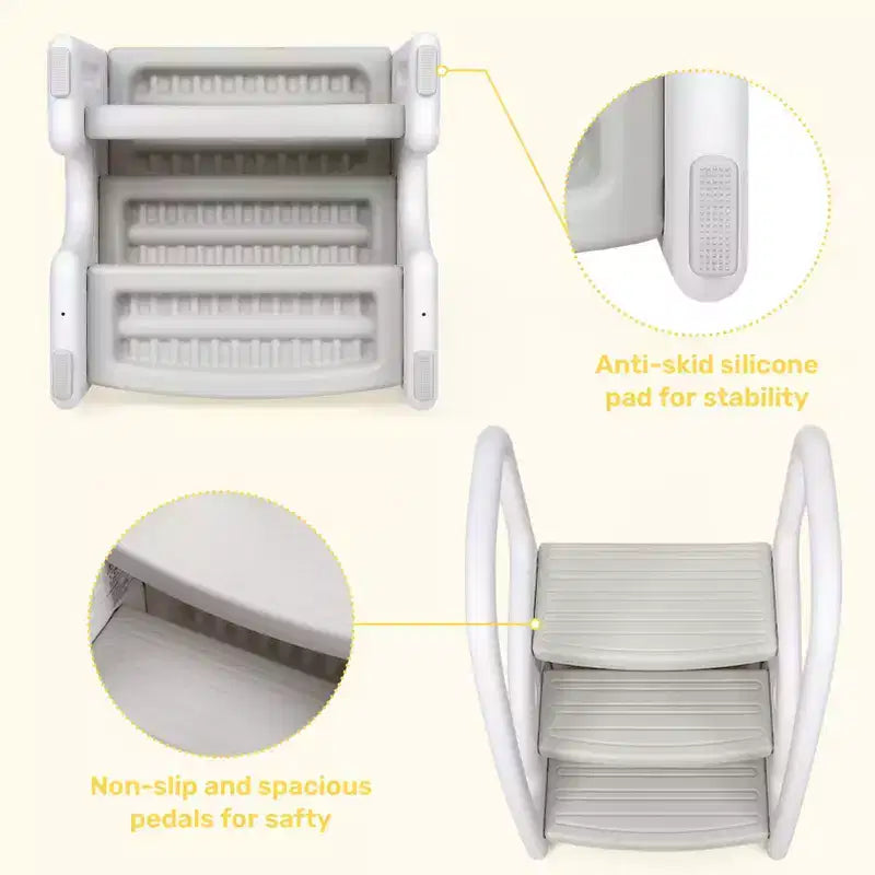 Tabouret tour d'apprentissage pour enfants avec poignées latérales, tabouret d'appoint 3 marches pour tout-petits avec patins antidérapants pour évier de salle de bain et comptoir de cuisine