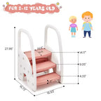 Tabouret tour d'apprentissage pour enfants avec poignées latérales, tabouret d'appoint 3 marches pour tout-petits avec patins antidérapants pour évier de salle de bain et comptoir de cuisine