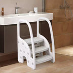 Plastic Children Learning Helper Stool with Side Handles,Kids Standing Tower with Non-Slip Pads for Bathroom Sink,Toddler 3 Step Stool