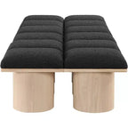 Banc modulaire Pavilion noir en tissu bouclé avec base en placage de chêne