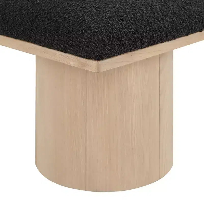 Banc modulaire Pavilion noir en tissu bouclé avec base en placage de chêne