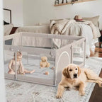 Parc pour bébé avec tapis, parc pour bébé extra-large de 120x120 cm pour les tout-petits, parc de sécurité intérieur/extérieur avec base antidérapante