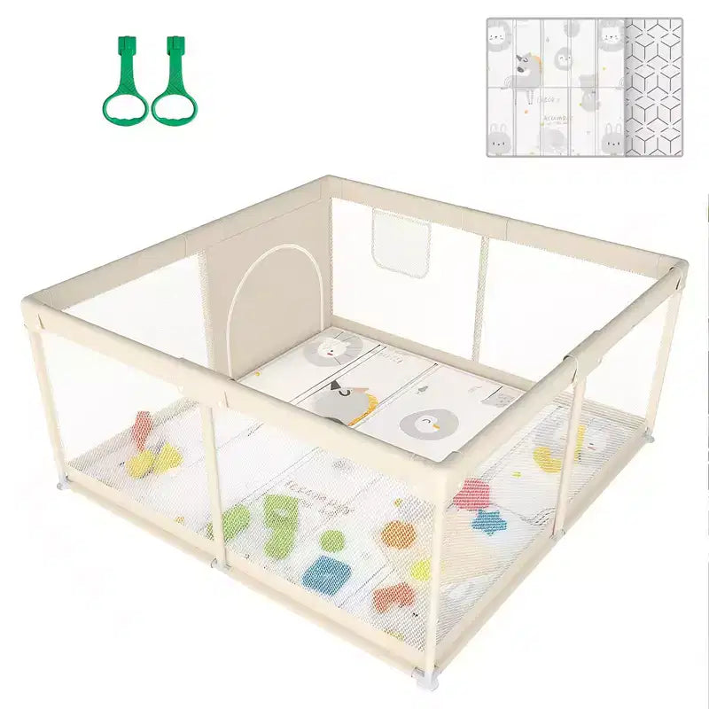 Baby Playpen with Mat, 47x47in Extra-Large Baby Play Yard for Toddlers, Indoor/Outdoor Safety Playpen with Non-Slip Base