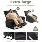 Oversized Manual Recliner Chair, Large Sofa for Adults, PU Leather Lazy Chair with 1.5X Sponge Filling, Massage & Heat