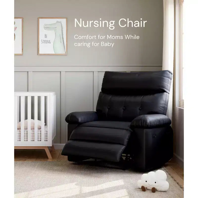 Oversized Manual Recliner Chair, Large Sofa for Adults, PU Leather Lazy Chair with 1.5X Sponge Filling, Massage & Heat