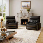 Oversized Manual Recliner Chair, Large Sofa for Adults, PU Leather Lazy Chair with 1.5X Sponge Filling, Massage & Heat