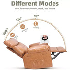 Oversized Manual Recliner Chair, Large Sofa for Adults, PU Leather Lazy Chair with 1.5X Sponge Filling, Massage & Heat