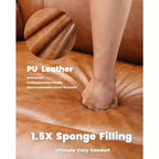 Oversized Manual Recliner Chair, Large Sofa for Adults, PU Leather Lazy Chair with 1.5X Sponge Filling, Massage & Heat