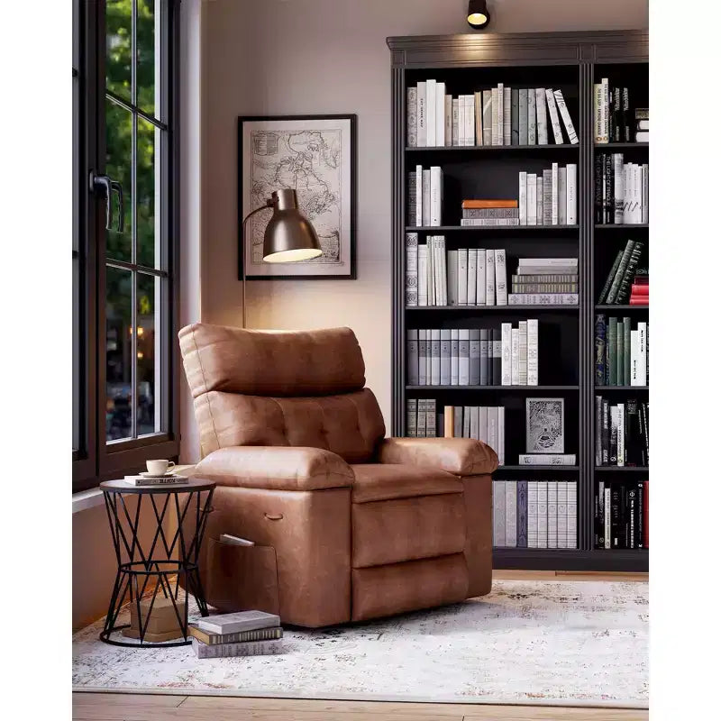 Oversized Manual Recliner Chair, Large Sofa for Adults, PU Leather Lazy Chair with 1.5X Sponge Filling, Massage & Heat