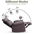 Oversized Manual Recliner Chair, Large Sofa for Adults, PU Leather Lazy Chair with 1.5X Sponge Filling, Massage & Heat