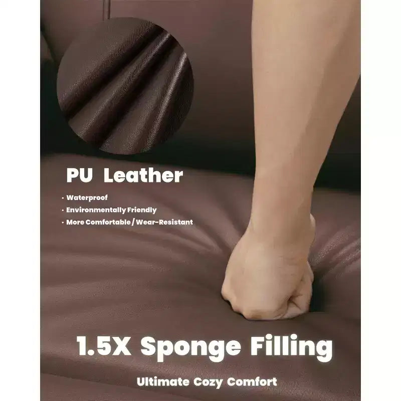 Oversized Manual Recliner Chair, Large Sofa for Adults, PU Leather Lazy Chair with 1.5X Sponge Filling, Massage & Heat
