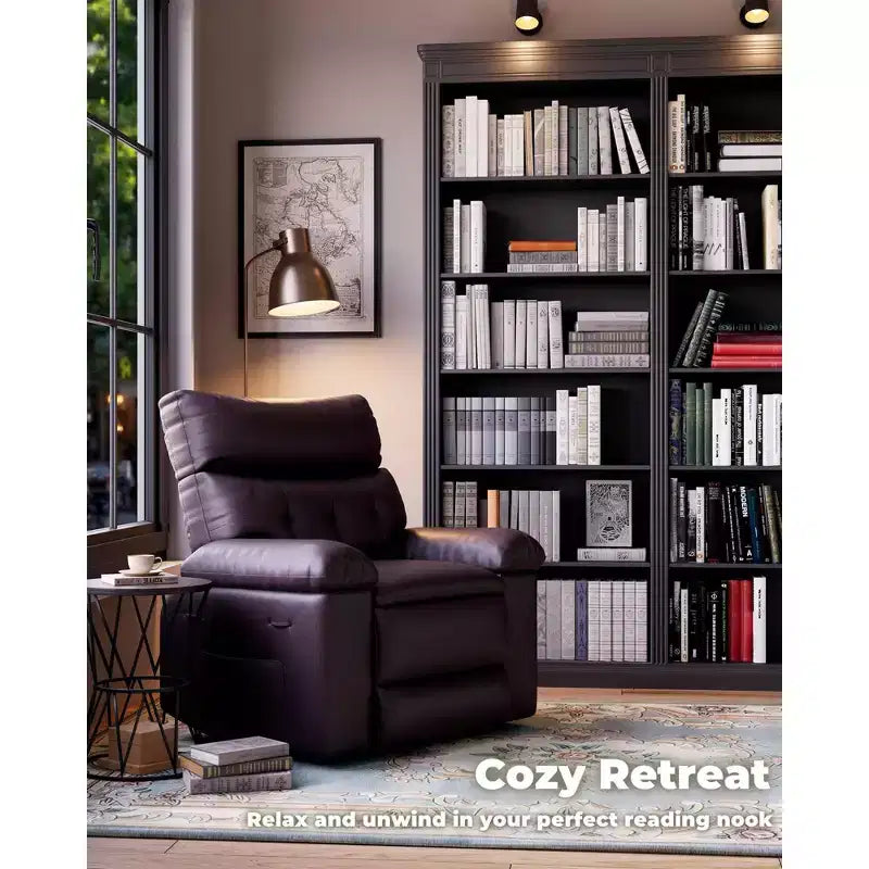Oversized Manual Recliner Chair, Large Sofa for Adults, PU Leather Lazy Chair with 1.5X Sponge Filling, Massage & Heat