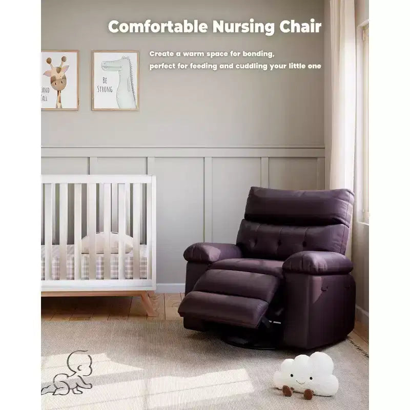 Oversized Manual Recliner Chair, Large Sofa for Adults, PU Leather Lazy Chair with 1.5X Sponge Filling, Massage & Heat