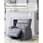 Oversized Manual Recliner Chair, Large Sofa for Adults, PU Leather Lazy Chair with 1.5X Sponge Filling, Massage & Heat