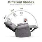 Oversized Manual Recliner Chair, Large Sofa for Adults, PU Leather Lazy Chair with 1.5X Sponge Filling, Massage & Heat