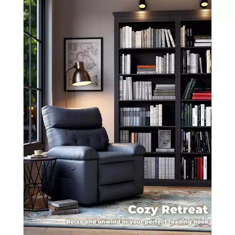 Oversized Manual Recliner Chair, Large Sofa for Adults, PU Leather Lazy Chair with 1.5X Sponge Filling, Massage & Heat