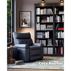 Oversized Manual Recliner Chair, Large Sofa for Adults, PU Leather Lazy Chair with 1.5X Sponge Filling, Massage & Heat