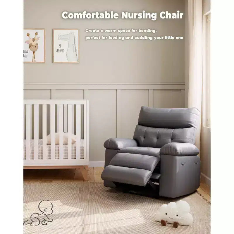 Oversized Manual Recliner Chair, Large Sofa for Adults, PU Leather Lazy Chair with 1.5X Sponge Filling, Massage & Heat