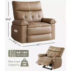 Oversized Manual Recliner Chair, Large Sofa for Adults, PU Leather Lazy Chair with 1.5X Sponge Filling, Massage & Heat