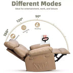 Oversized Manual Recliner Chair, Large Sofa for Adults, PU Leather Lazy Chair with 1.5X Sponge Filling, Massage & Heat
