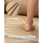 Oversized Manual Recliner Chair, Large Sofa for Adults, PU Leather Lazy Chair with 1.5X Sponge Filling, Massage & Heat