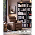 Oversized Manual Recliner Chair, Large Sofa for Adults, PU Leather Lazy Chair with 1.5X Sponge Filling, Massage & Heat