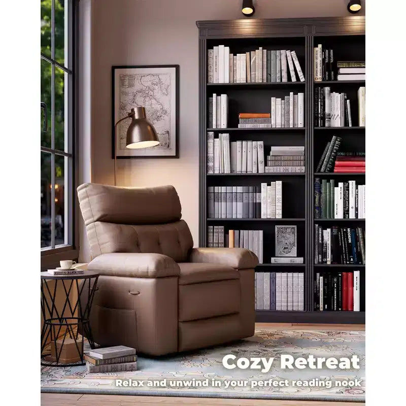 Oversized Manual Recliner Chair, Large Sofa for Adults, PU Leather Lazy Chair with 1.5X Sponge Filling, Massage & Heat