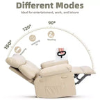 Oversized Manual Recliner Chair, Large Sofa for Adults, PU Leather Lazy Chair with 1.5X Sponge Filling, Massage & Heat