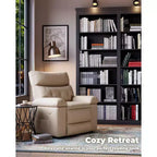 Oversized Manual Recliner Chair, Large Sofa for Adults, PU Leather Lazy Chair with 1.5X Sponge Filling, Massage & Heat