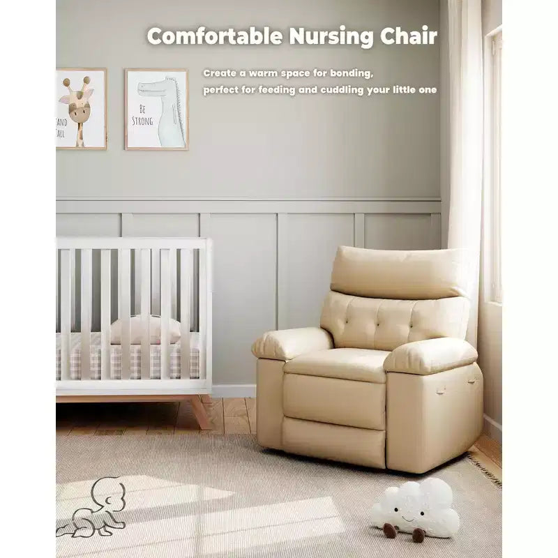 Oversized Manual Recliner Chair, Large Sofa for Adults, PU Leather Lazy Chair with 1.5X Sponge Filling, Massage & Heat