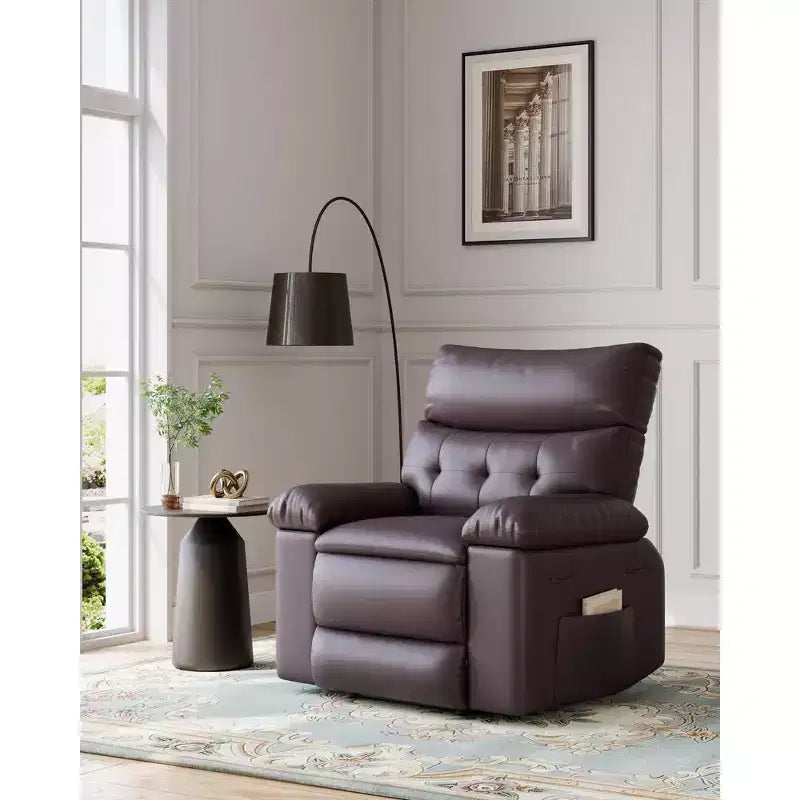 Oversized Manual Recliner Chair, Large Sofa for Adults, PU Leather Lazy Chair with 1.5X Sponge Filling, Massage & Heat