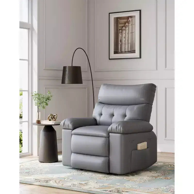 Oversized Manual Recliner Chair, Large Sofa for Adults, PU Leather Lazy Chair with 1.5X Sponge Filling, Massage & Heat