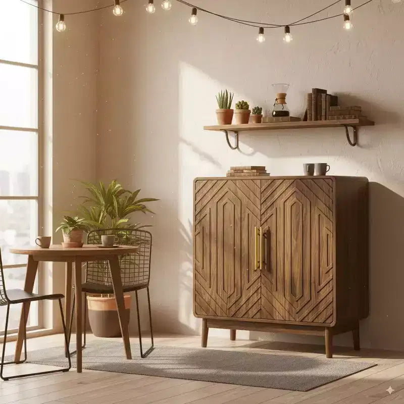 Homy Casa Farmhouse Storage Cabinet with Doors for Entryway or Living Room, Walnut