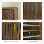 Farmhouse Storage Cabinet with Doors for Entryway or Living Room, Walnut
