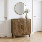 Farmhouse Storage Cabinet with Doors for Entryway or Living Room, Walnut
