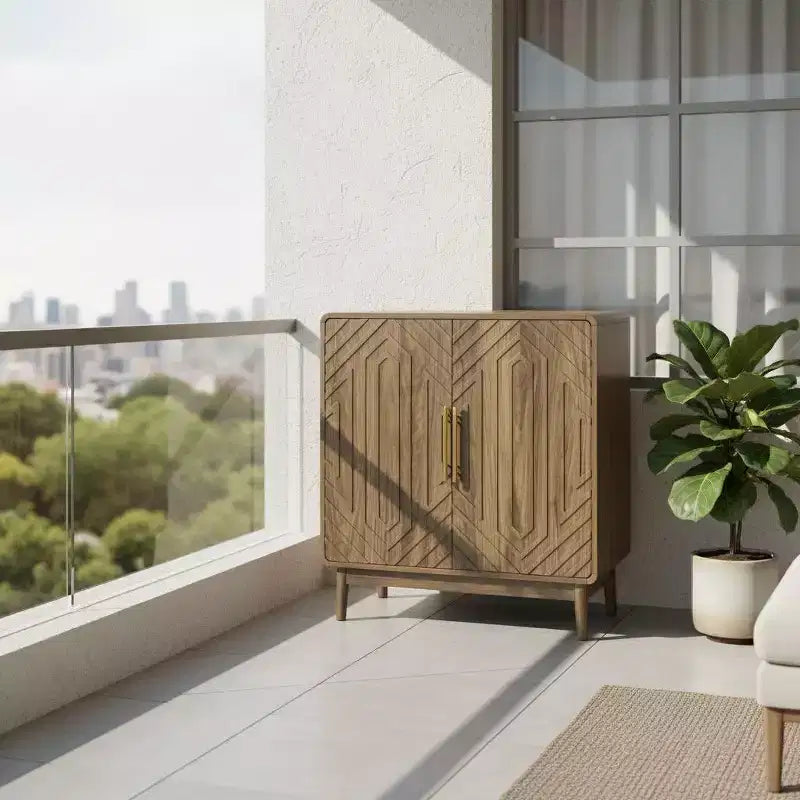 Farmhouse Storage Cabinet with Doors for Entryway or Living Room, Walnut