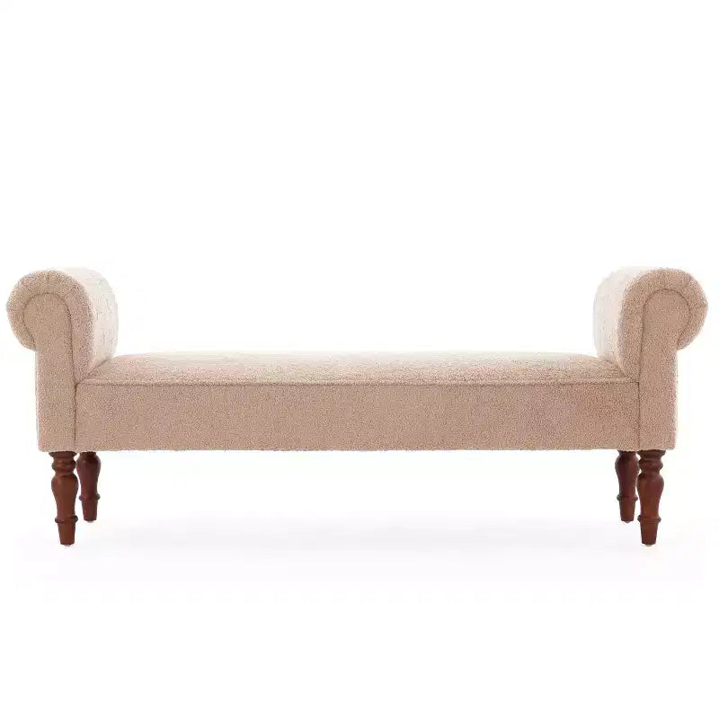 Coral Traditional Teddy Upholstered Bench with Rolled Arms
