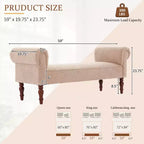 Coral Traditional Teddy Upholstered Bench with Rolled Arms