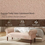 Coral Traditional Teddy Upholstered Bench with Rolled Arms
