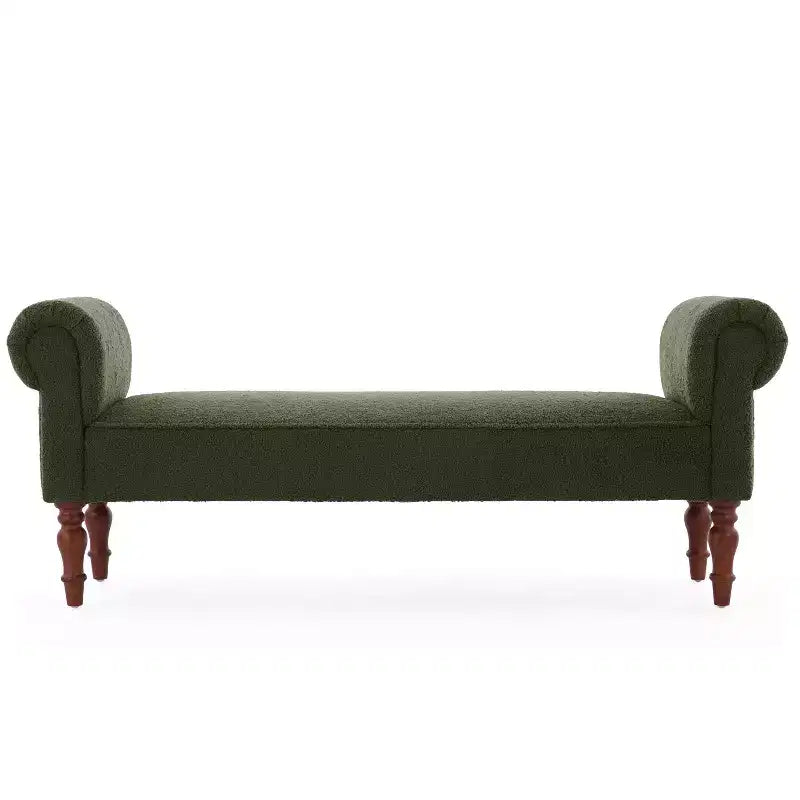 Coral Traditional Teddy Upholstered Bench with Rolled Arms