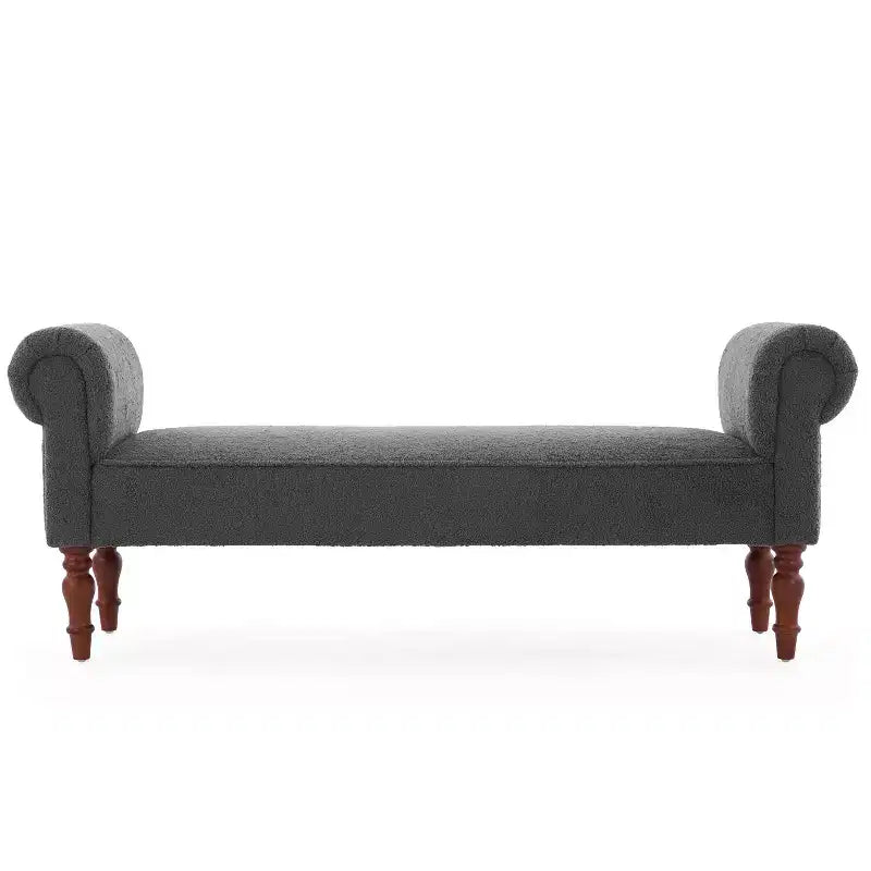 Coral Traditional Teddy Upholstered Bench with Rolled Arms