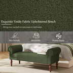 Coral Traditional Teddy Upholstered Bench with Rolled Arms