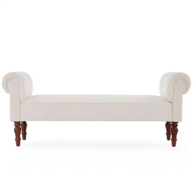 Coral Traditional Teddy Upholstered Bench with Rolled Arms